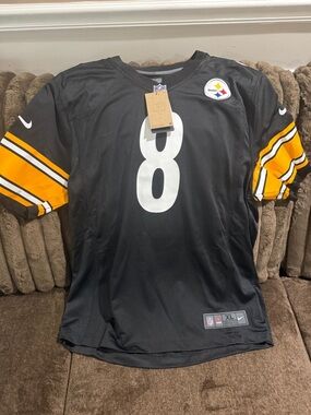 Nike Black & Gold #8 Steelers Football Jersey